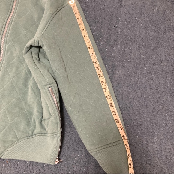 Athleta Women Jacket M Retroplush Bomber Jacket Teal Full Zip Up Quilted Green - Picture 13 of 16